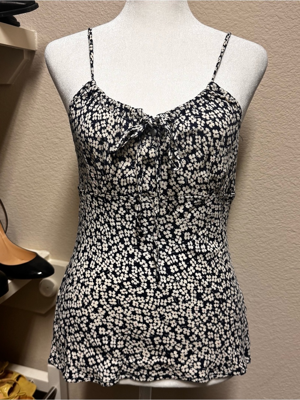 Rouje Paris Darius Blue and White Floral Spaghetti-Strap Tank Top Size 38 EUC